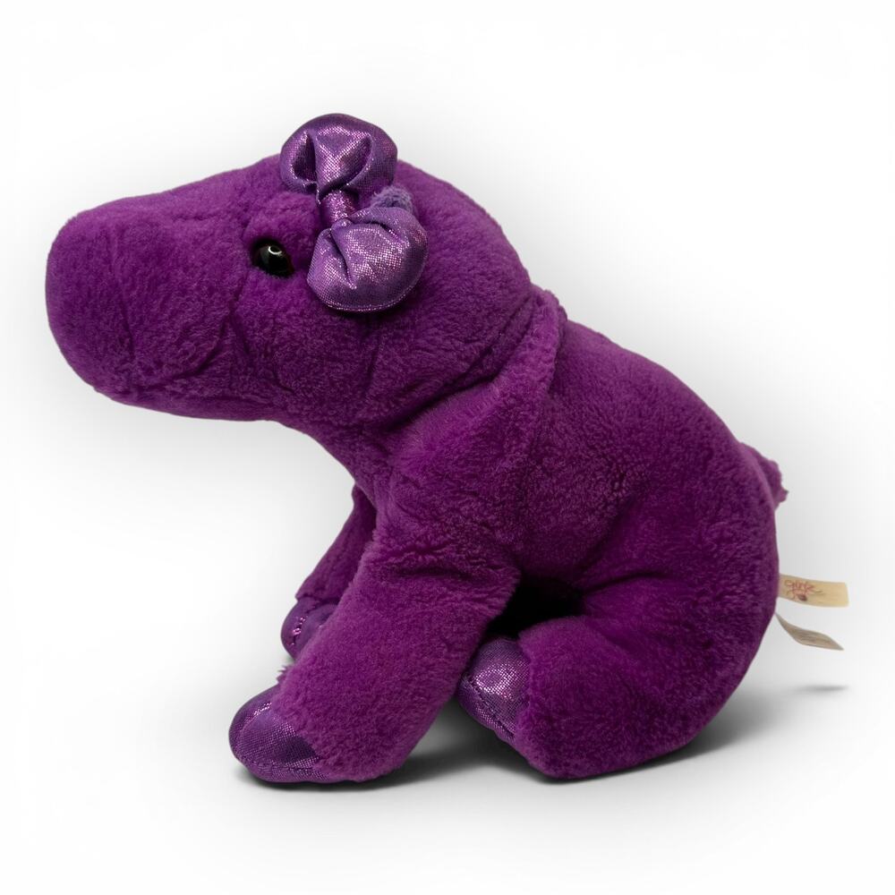 Aurora Girlz Nation Purple Hippo Plush Toy with Bow 12" Metallic Purple Bow